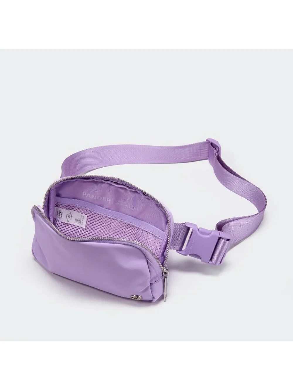 Men's Lilac Purple Crossbody Belt Bag Wide Zipper Adjustable Strap 3-Pockets